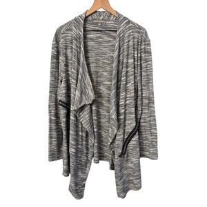 Kate & Mallory Waterfall Cardigan Size 1X Open Front Zippers Space-Dye Lagenlook